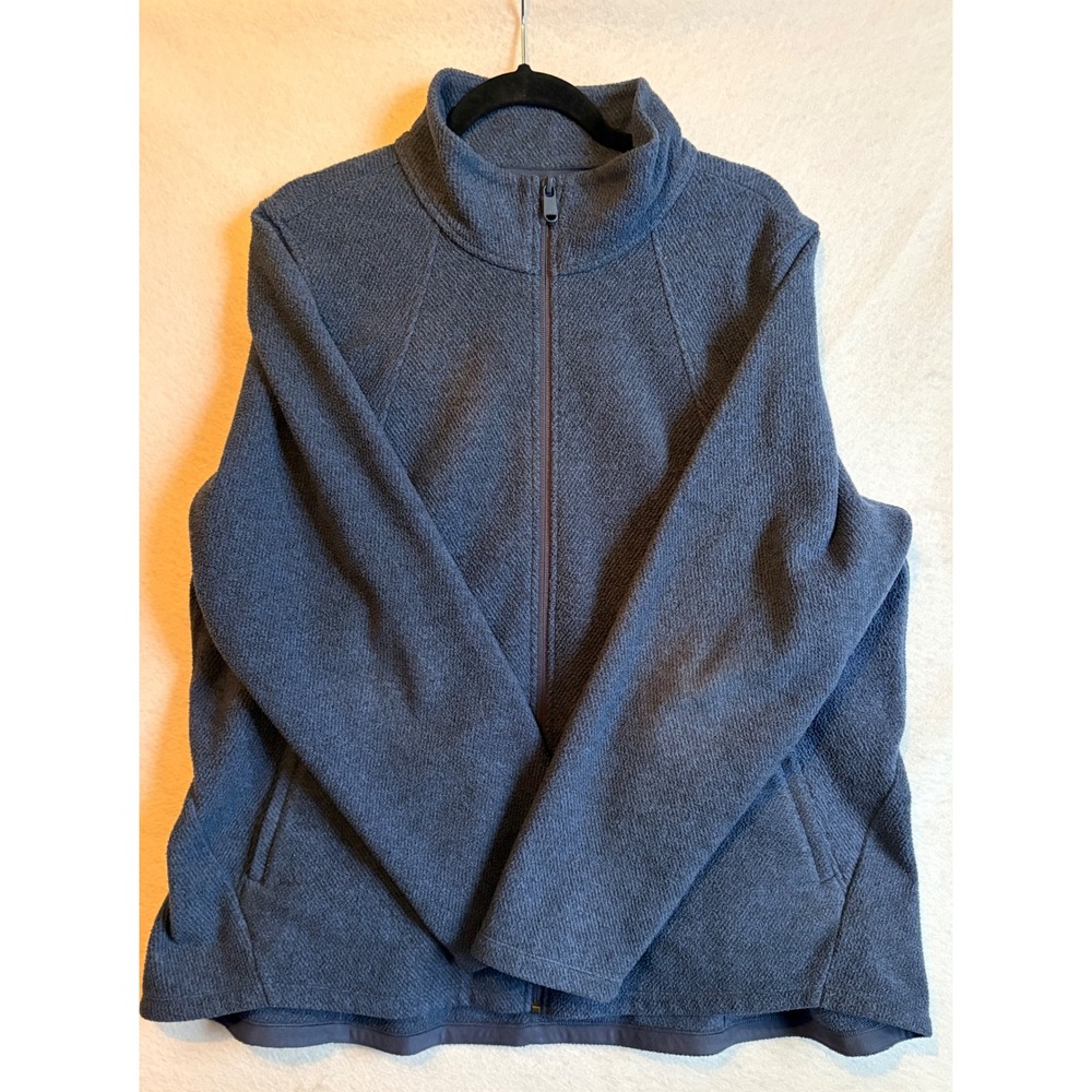 ATHLETA Blue Herringbone Stroll Fleece Full Zip‎ Jacket Women Plus Size 2X - Picture 3 of 10